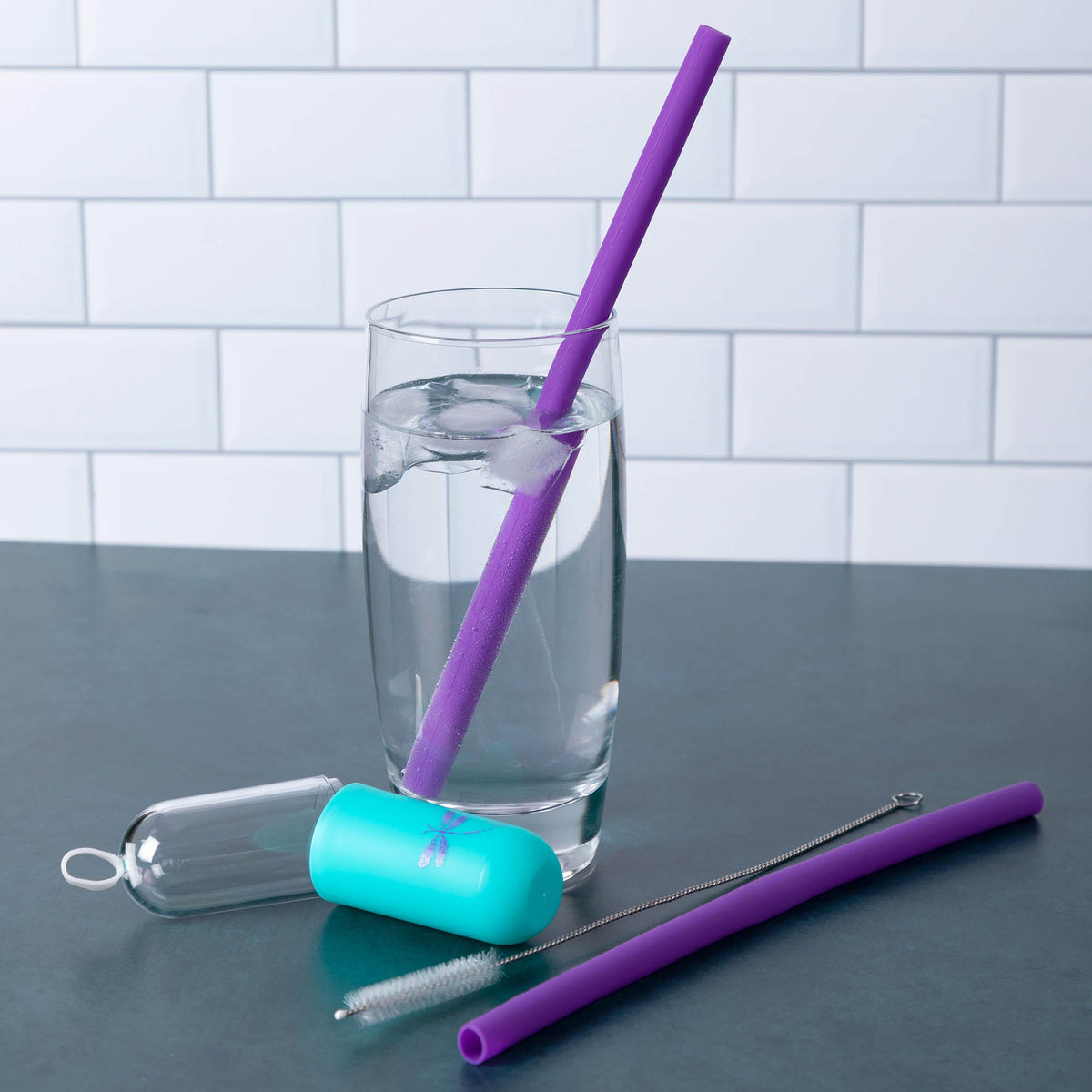 Reusable Silicone Straw Set with Cleaning Brush