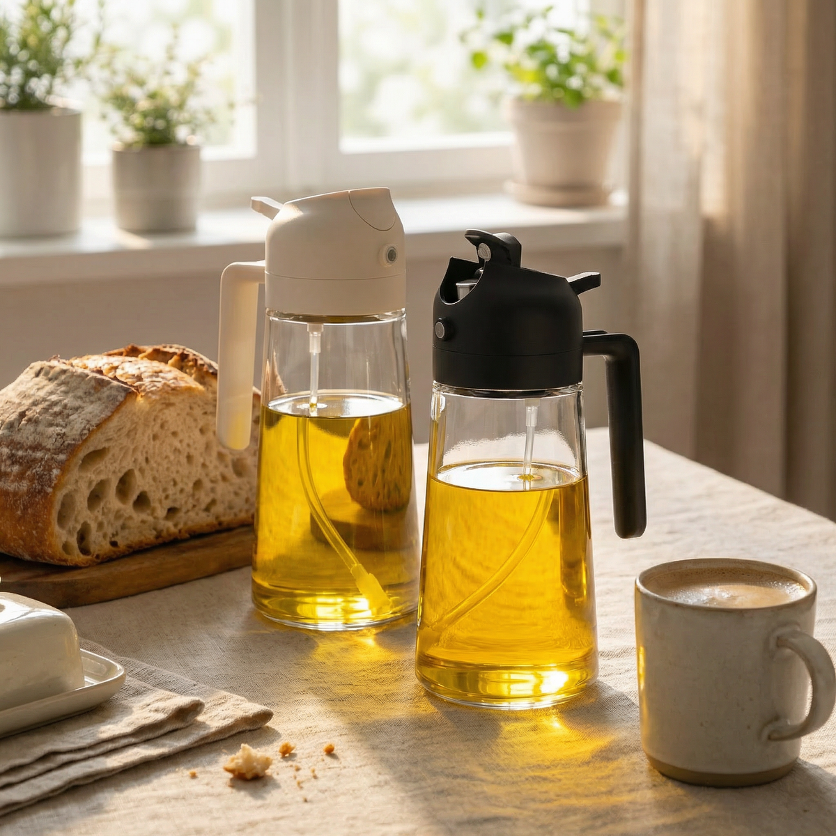 2-Pack 2-in-1 Glass Oil Sprayer & Dispenser