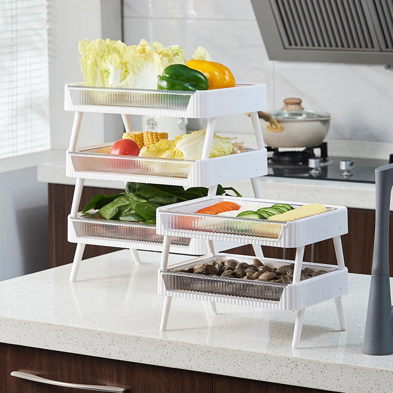 Stackable Kitchen Storage Rack with Draining Basket