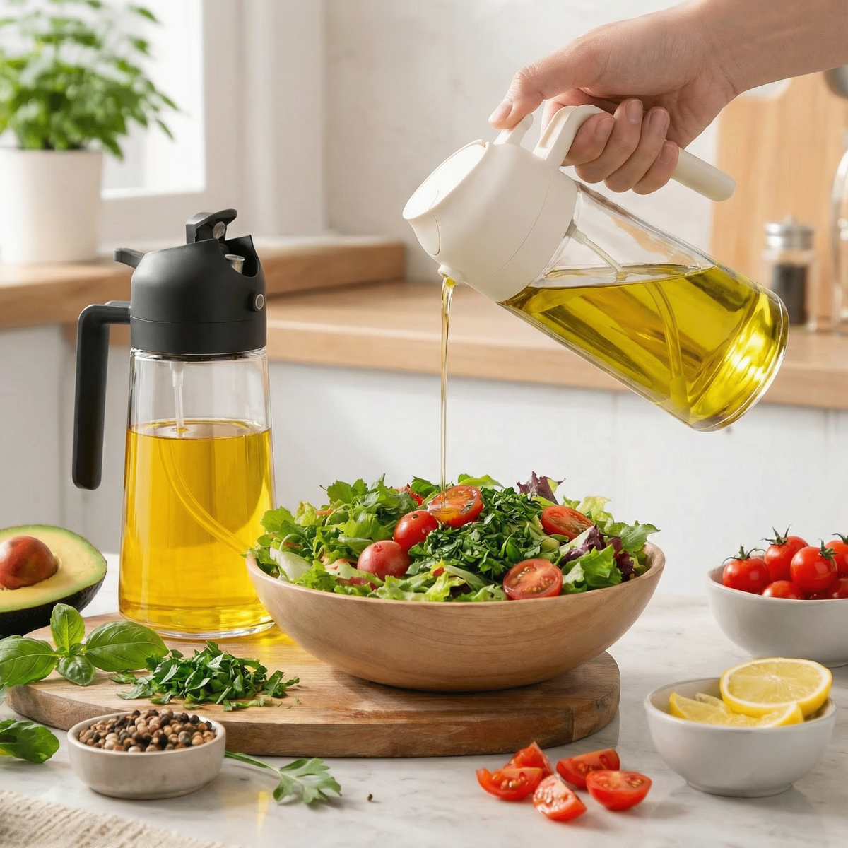 2-Pack 2-in-1 Glass Oil Sprayer & Dispenser