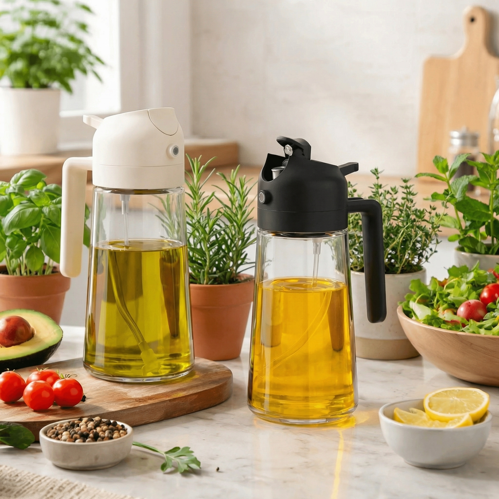 2-Pack 2-in-1 Glass Oil Sprayer & Dispenser