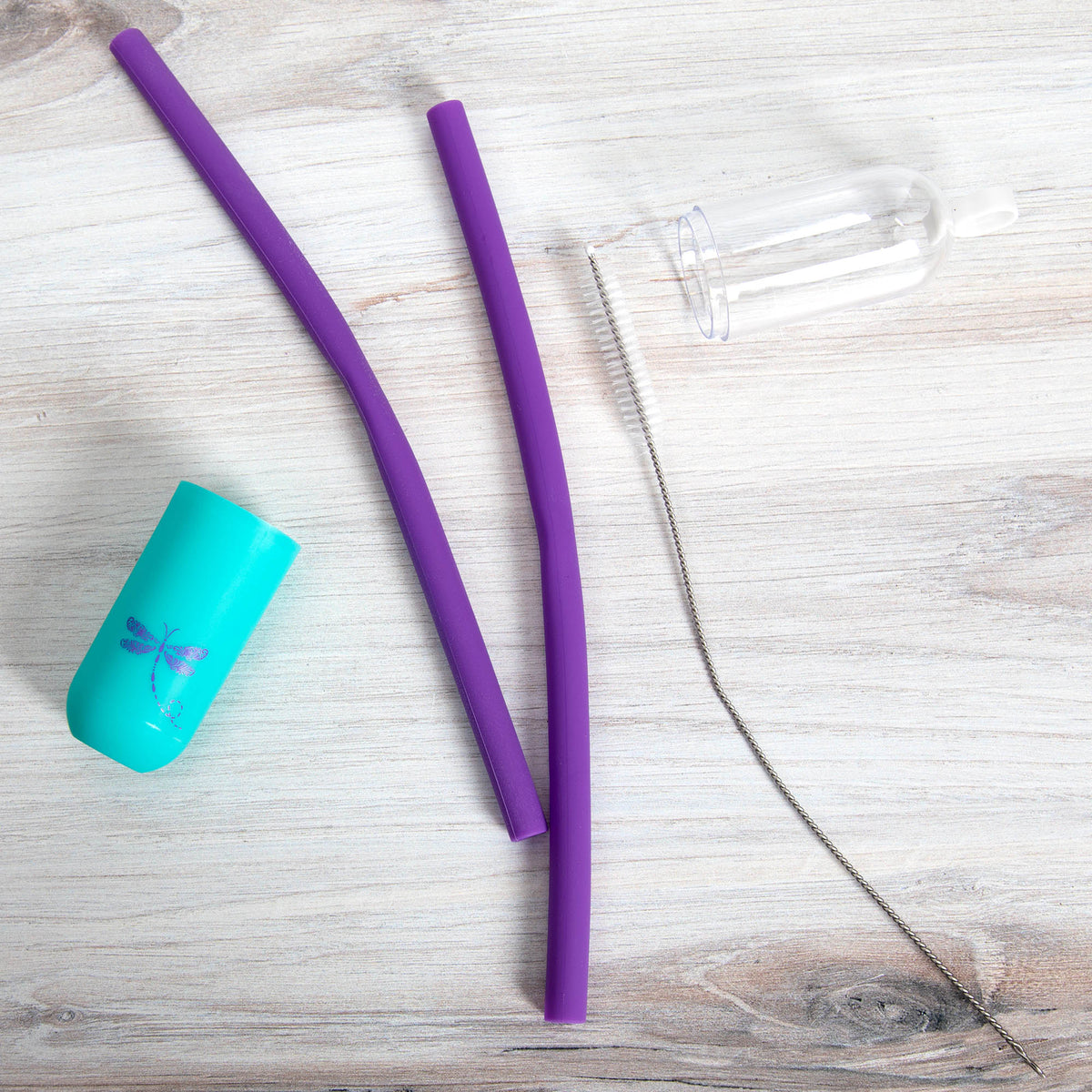 Reusable Silicone Straw Set with Cleaning Brush